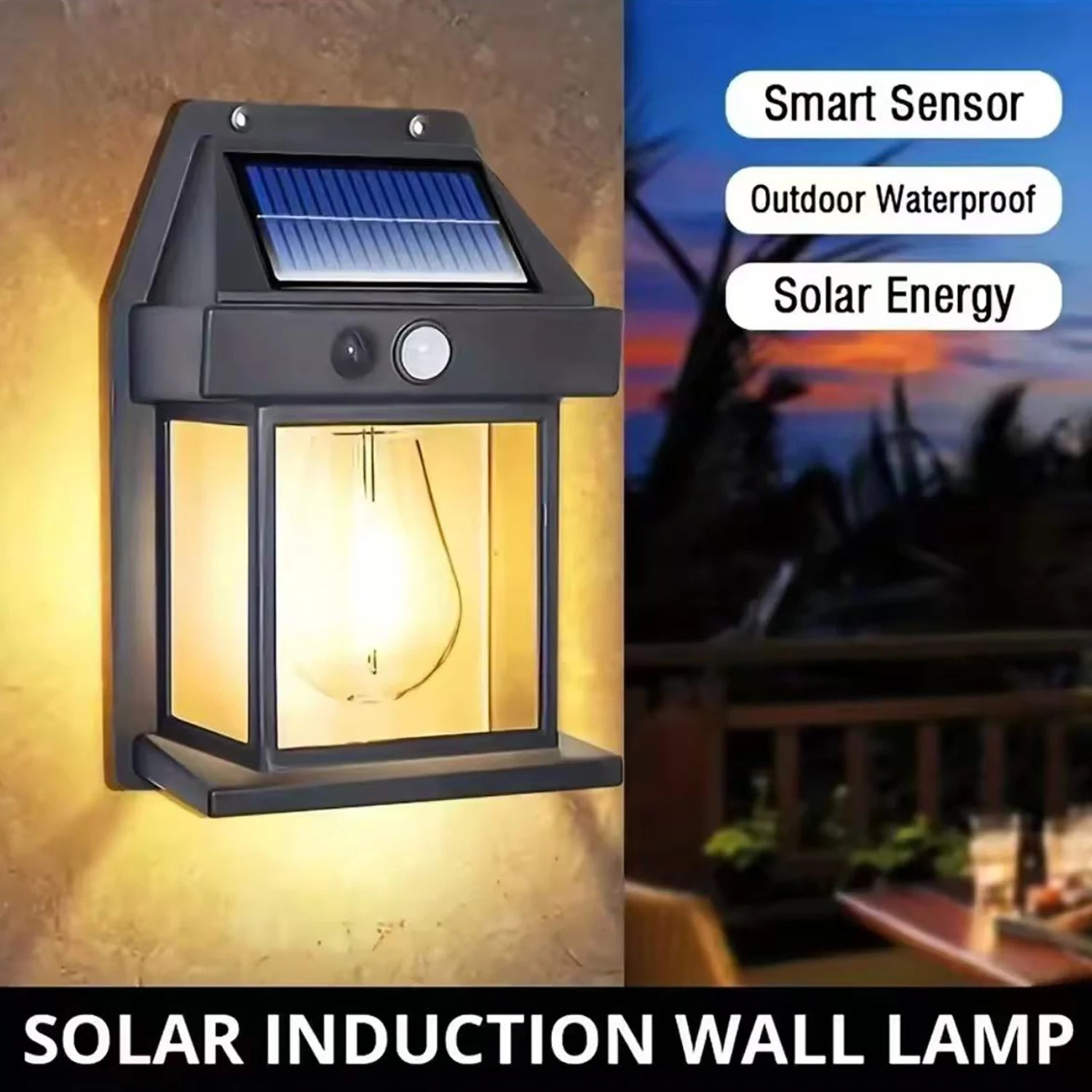 Solar-Powered Garden Wall Light – Induction Lamp for Villa, Home & Nighttime Illumination